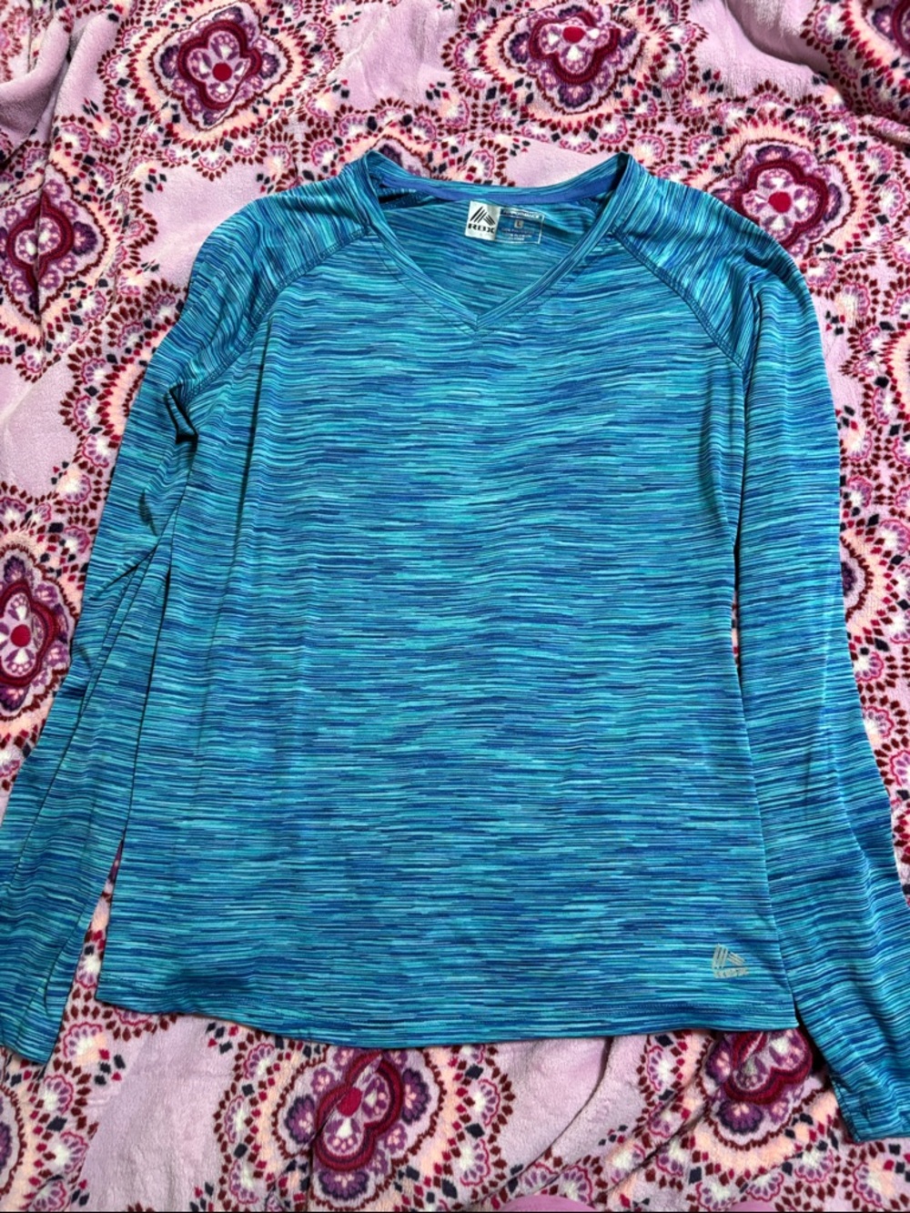 RBX Blue Striped V-Neck Performance Top